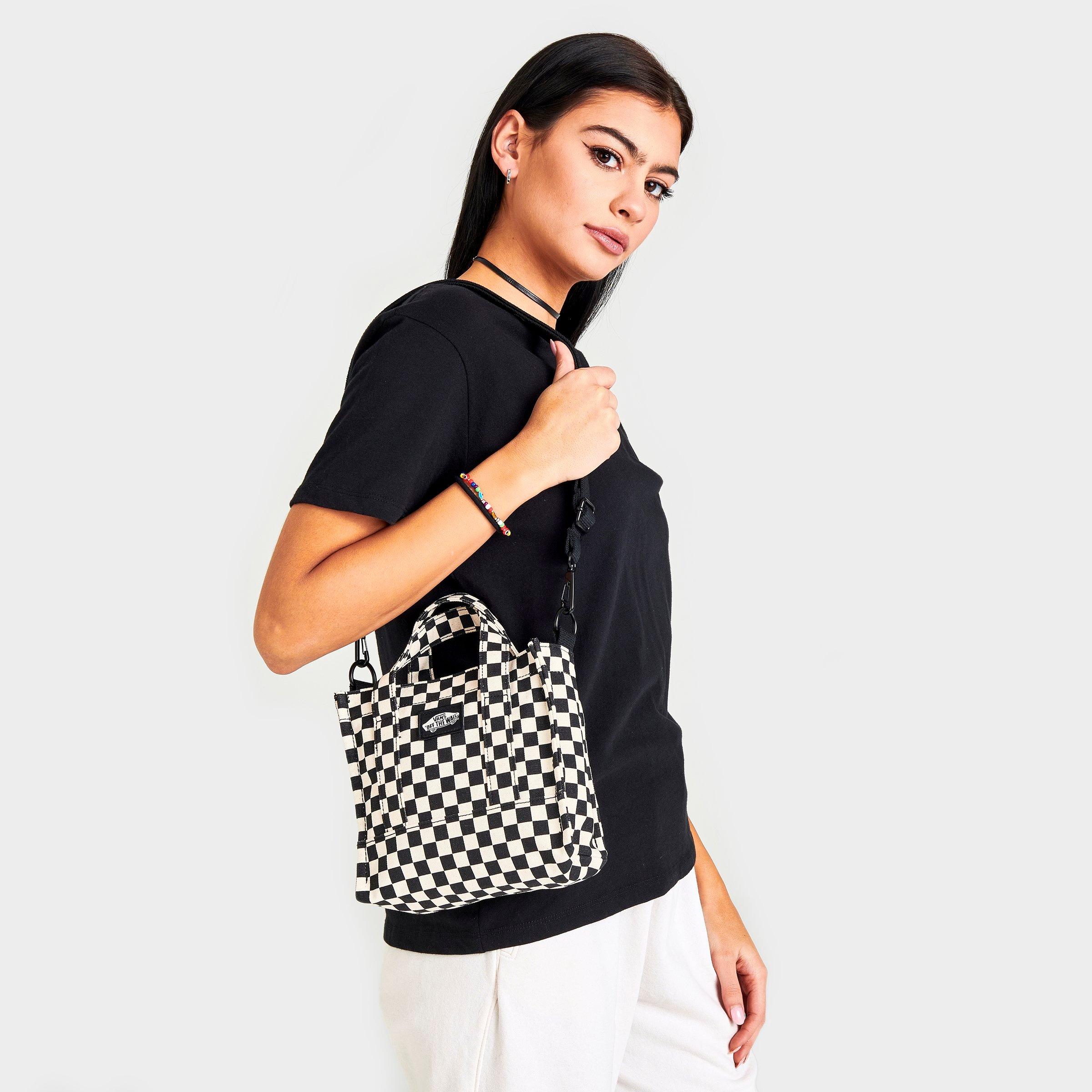 Vans Women's Blank Canvas Crossbody Mini Tote Bag in Black/White Checkerboard
