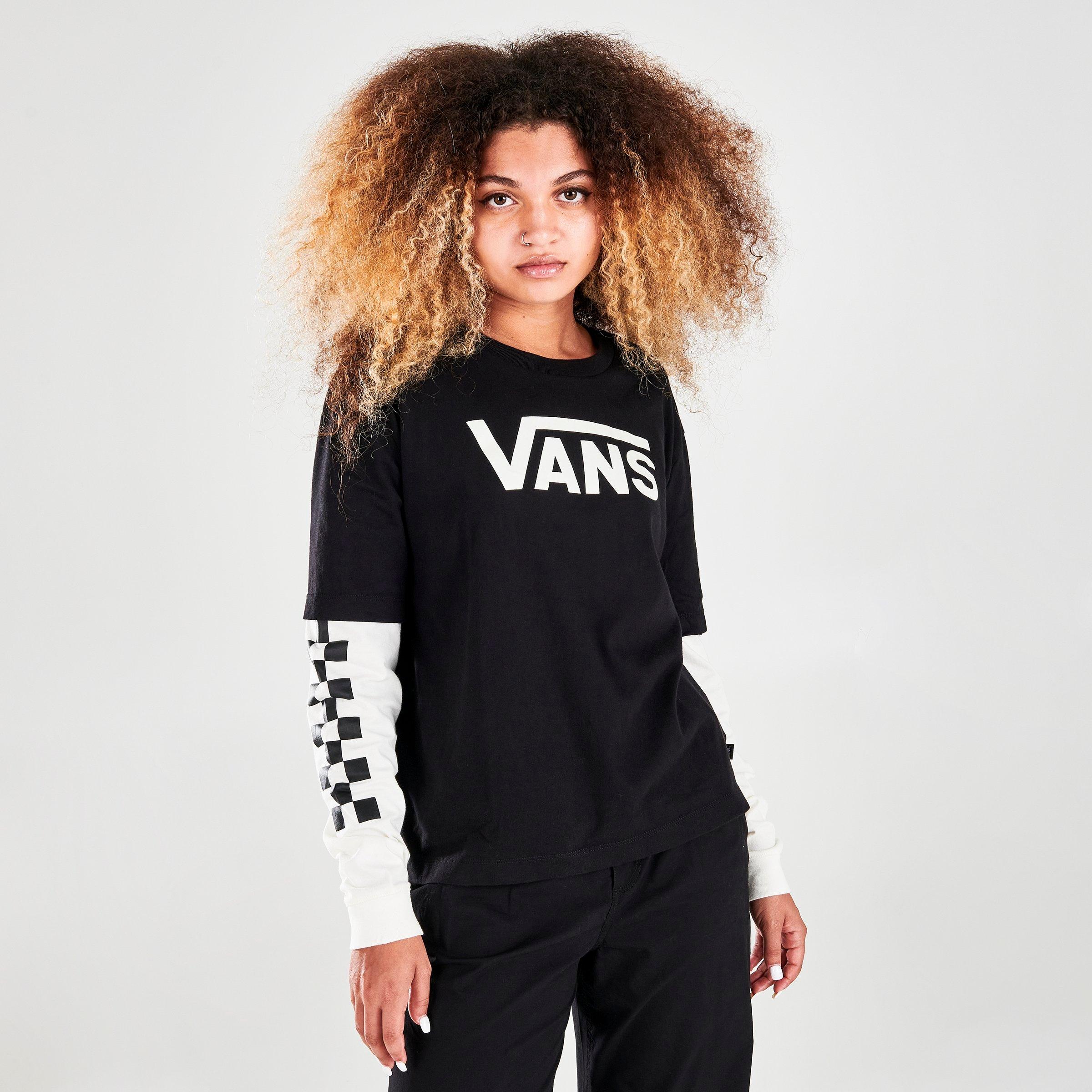 womens vans fun cropped long sleeve tee