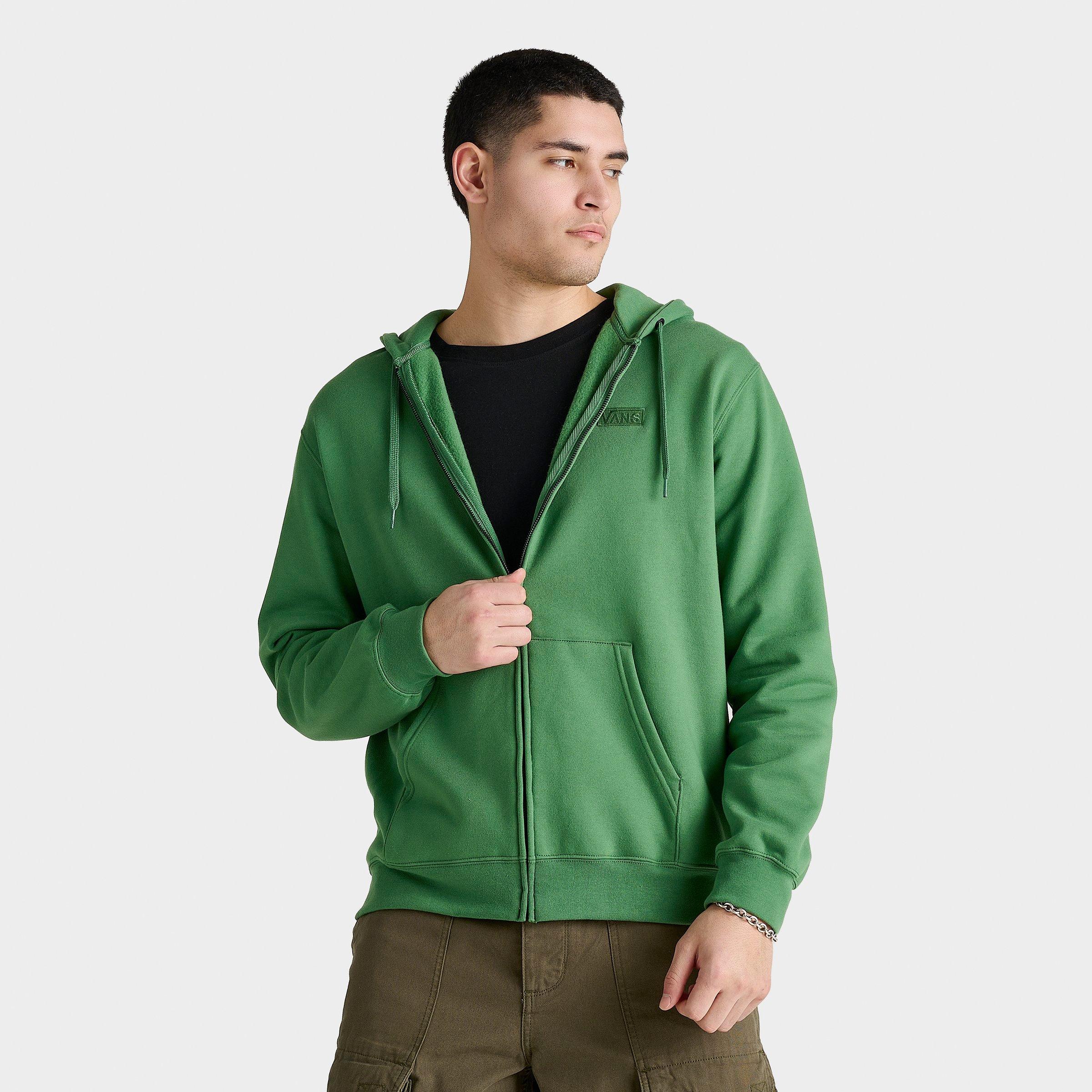 Vans Men's Core Basic Full-Zip Hoodie in Green/Fairway Green Size Medium Cotton/Polyester/Fleece