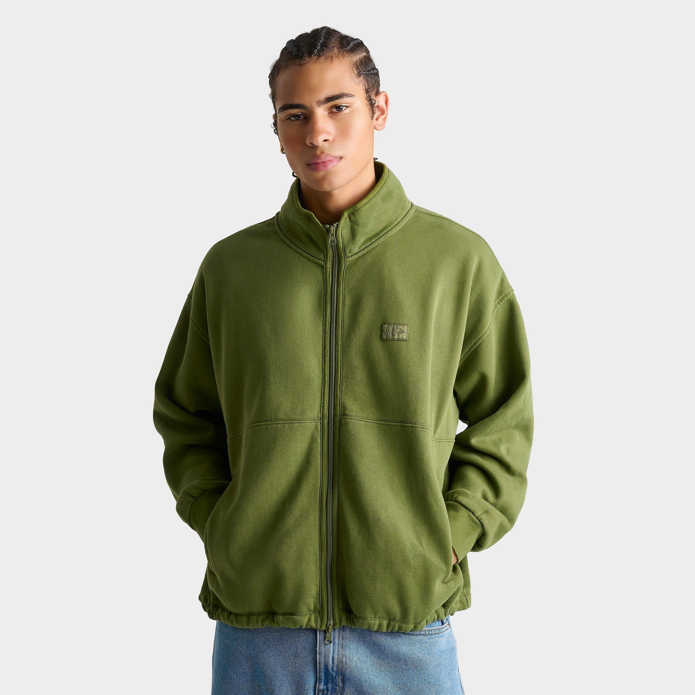 Vans Men's Mock Neck Fleece Full-Zip Jacket in Olive Green Size: Small