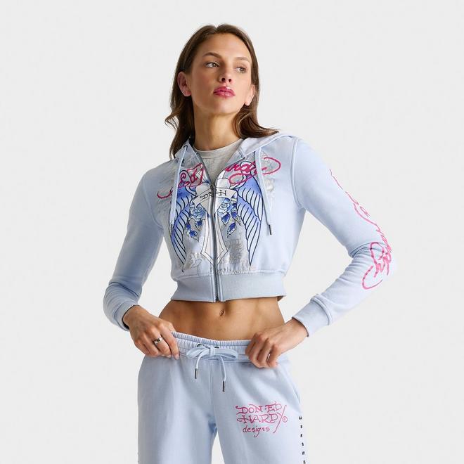 Women's Ed Hardy Cross Wings Fleece Full-Zip Hoodie