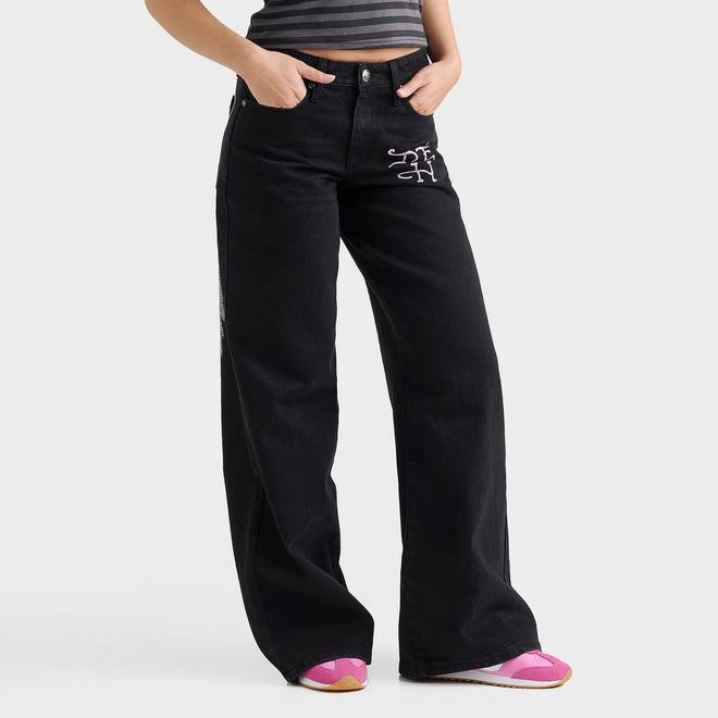 Women's Ed Hardy Rhinestone Angel Super Baggy Jeans