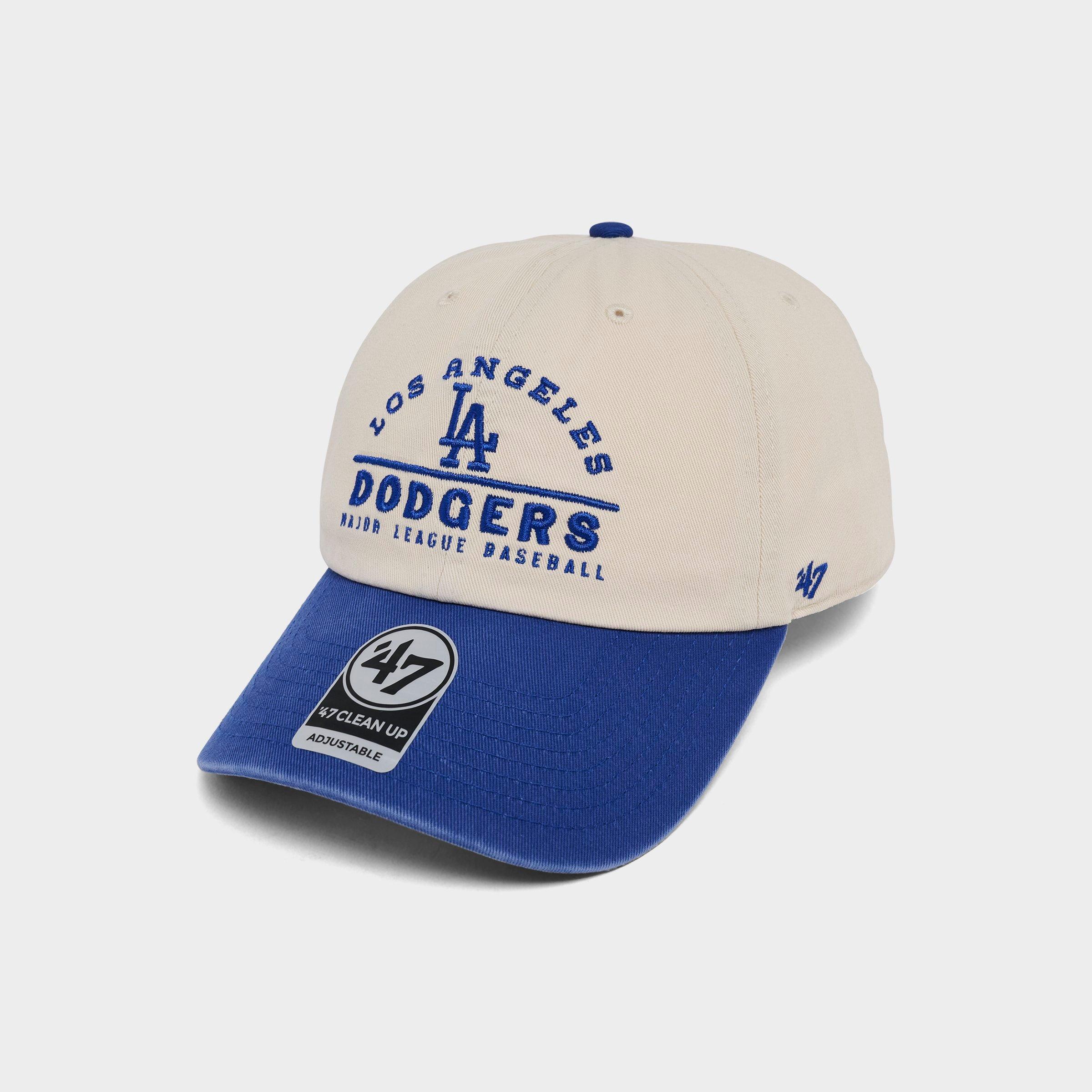 47 Brand Women's '47 Los Angeles Dodgers MLB Windham Clean Up Strapback Hat in Natural/Royal