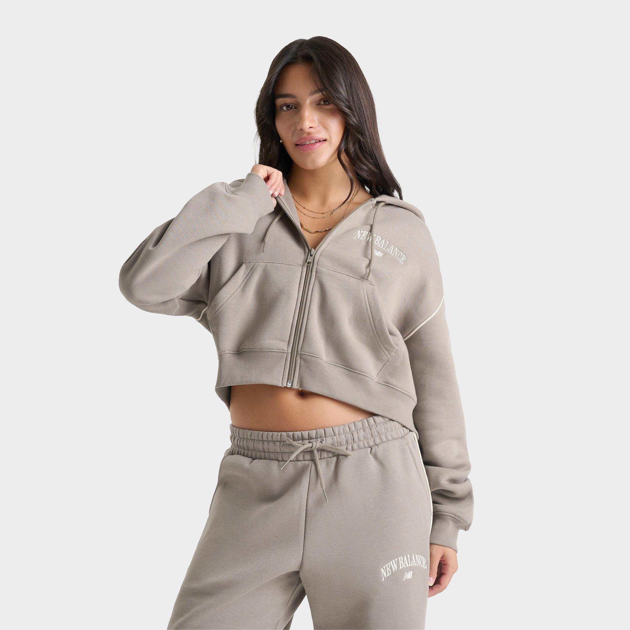 New Balance Women's Varsity Crop Full-zip Hoodie In Gray