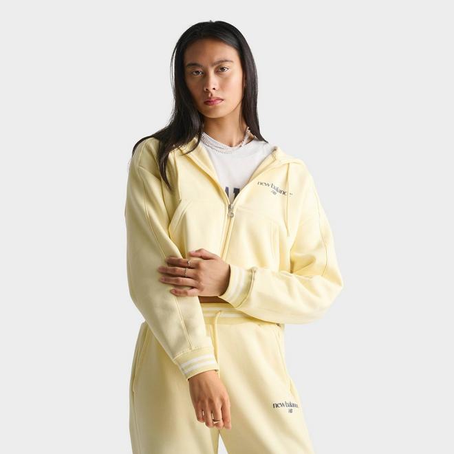 Women's New Balance Cropped Rib Full-Zip Hoodie