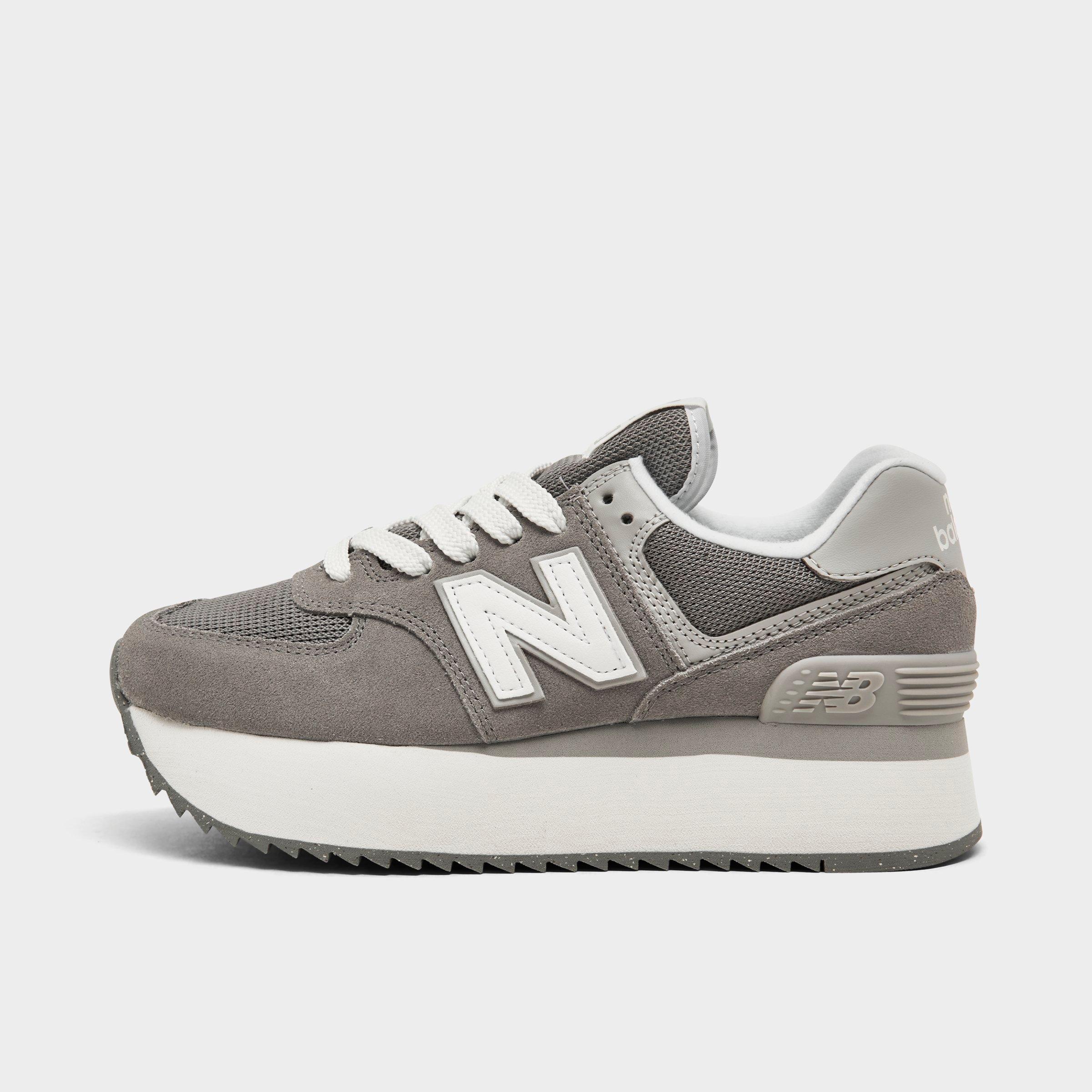 New Balance 574+ Platform Sneakers In Green With Gray And White Detail In Shadow Grey/rain Cloud 