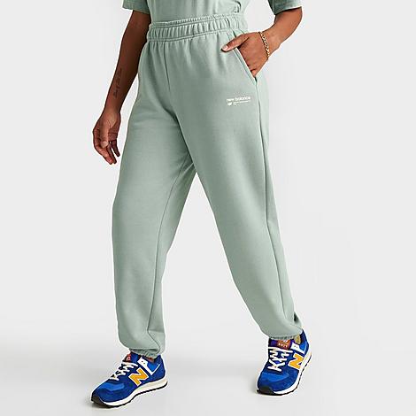 New Balance Linear Heritage Brushed Back Sweatpants In Light Green-gray In Juniper