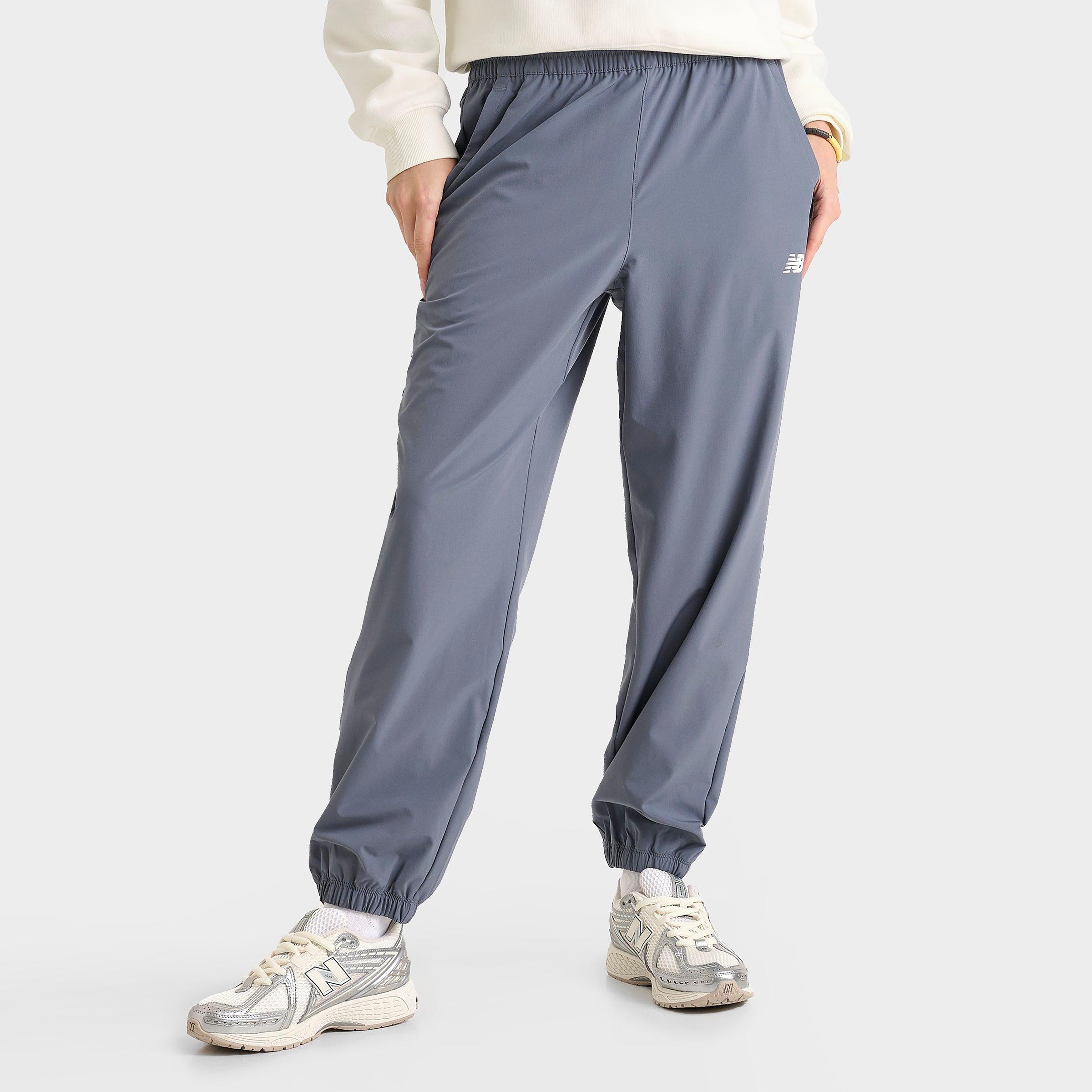 New Balance Women's Linear Woven Jogger Pants in Grey/Dark Arctic Size Medium