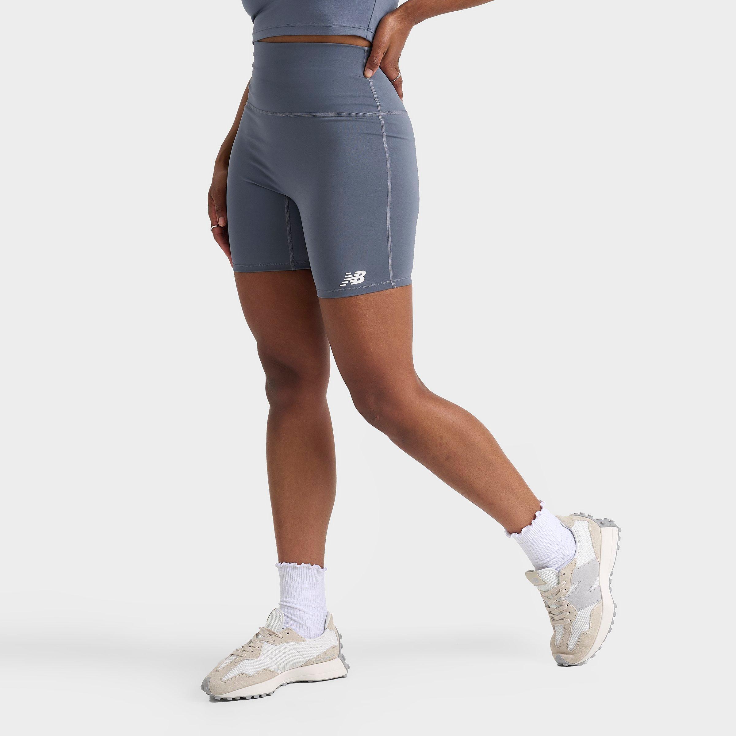 New Balance Women's Harmony High-Rise Biker Shorts in Grey/Grey Size Large Polyester/Fiber/Lycra