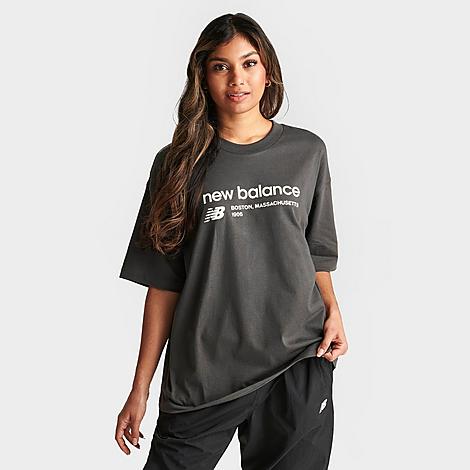 New Balance Linear Heritage T-shirt In Gray In Blacktop 