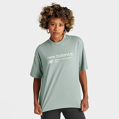 New Balance Women's Linear Heritage Jersey Oversized T-shirt In Juniper