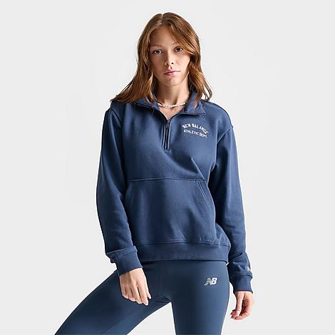 New Balance Women's Sportswear's Greatest Hits Quarter-zip Sweatshirt In Navy
