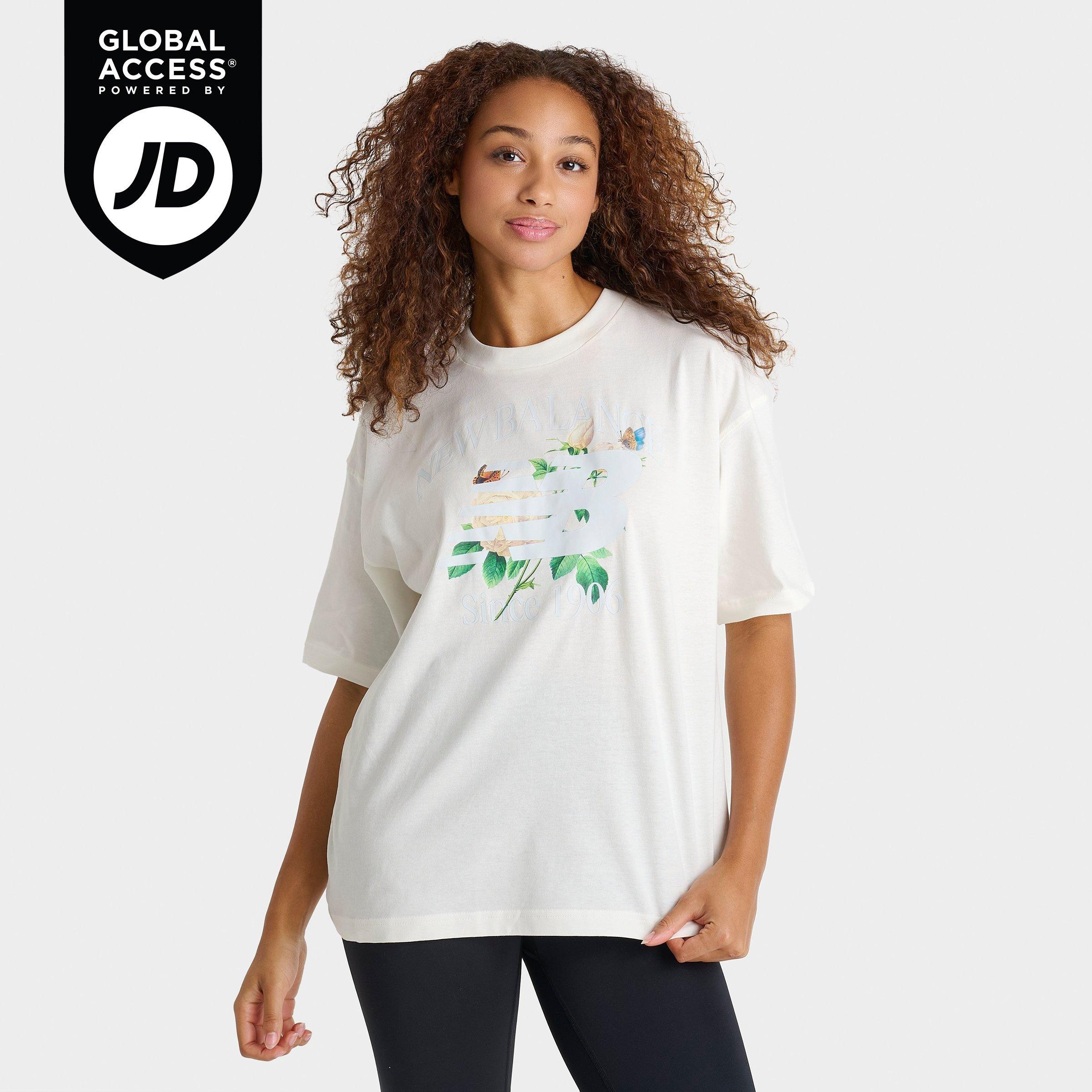 New Balance Women's Floral Graphic Boyfriend T-Shirt in Sea Salt Size: XS