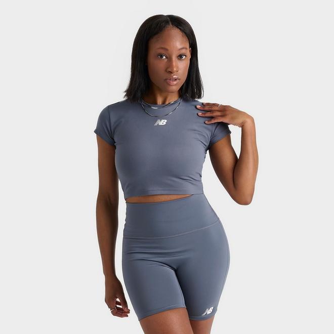 ★New Balance★ NBNEF2W112 WOMEN Track Crop Ringer Short Sle Aespa Winter Pick] New Balance Women Track Crop Ringer Short