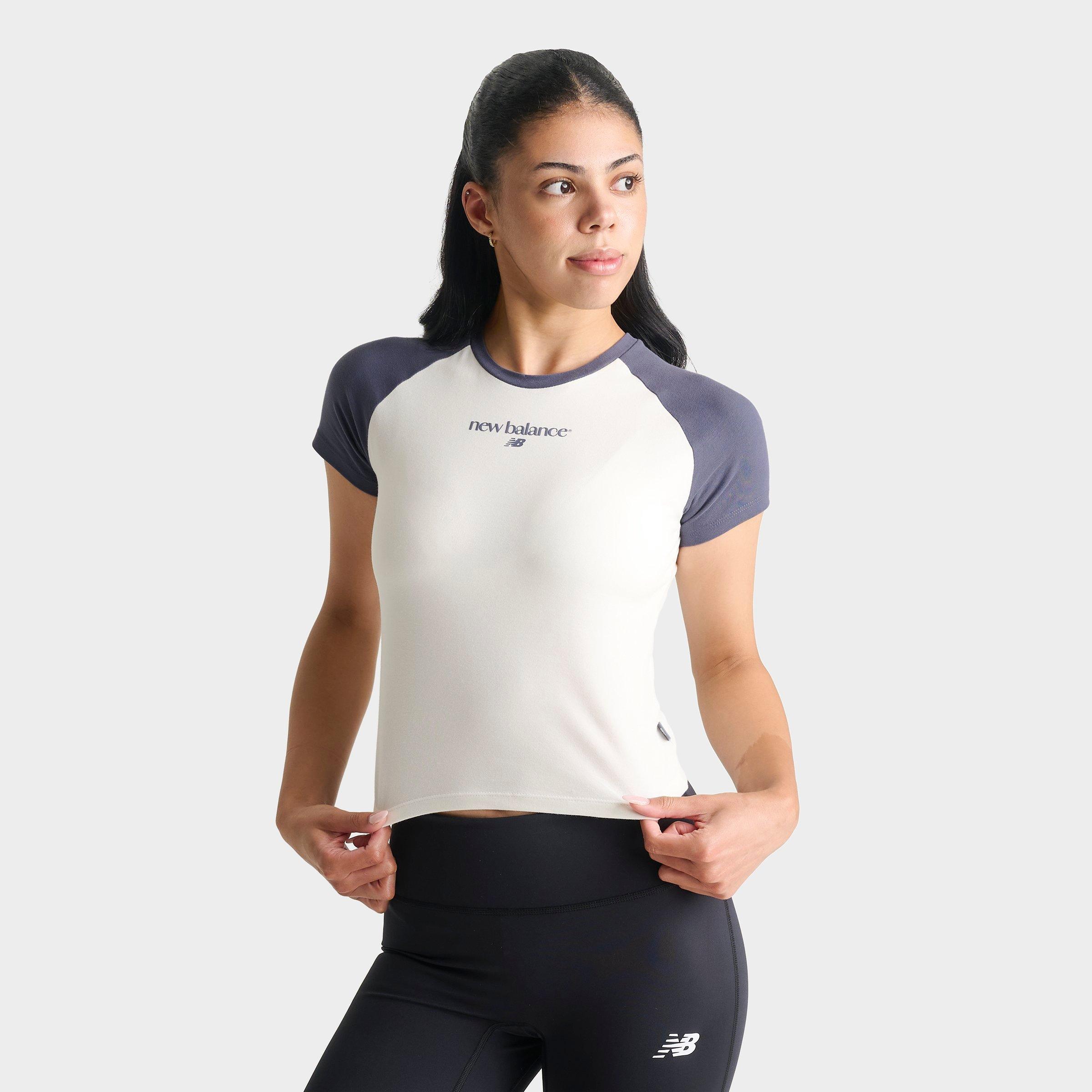 New Balance Women's Raglan Baby T-Shirt in Sea Salt Size: Medium