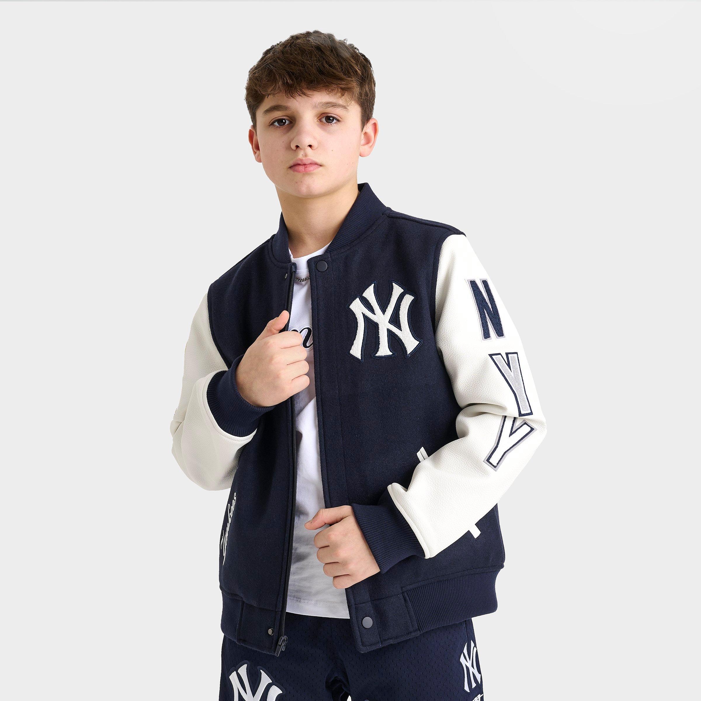 Pro Standard Big Kids New York Yankees MLB Classics Varsity Jacket in Navy/White Size: Small
