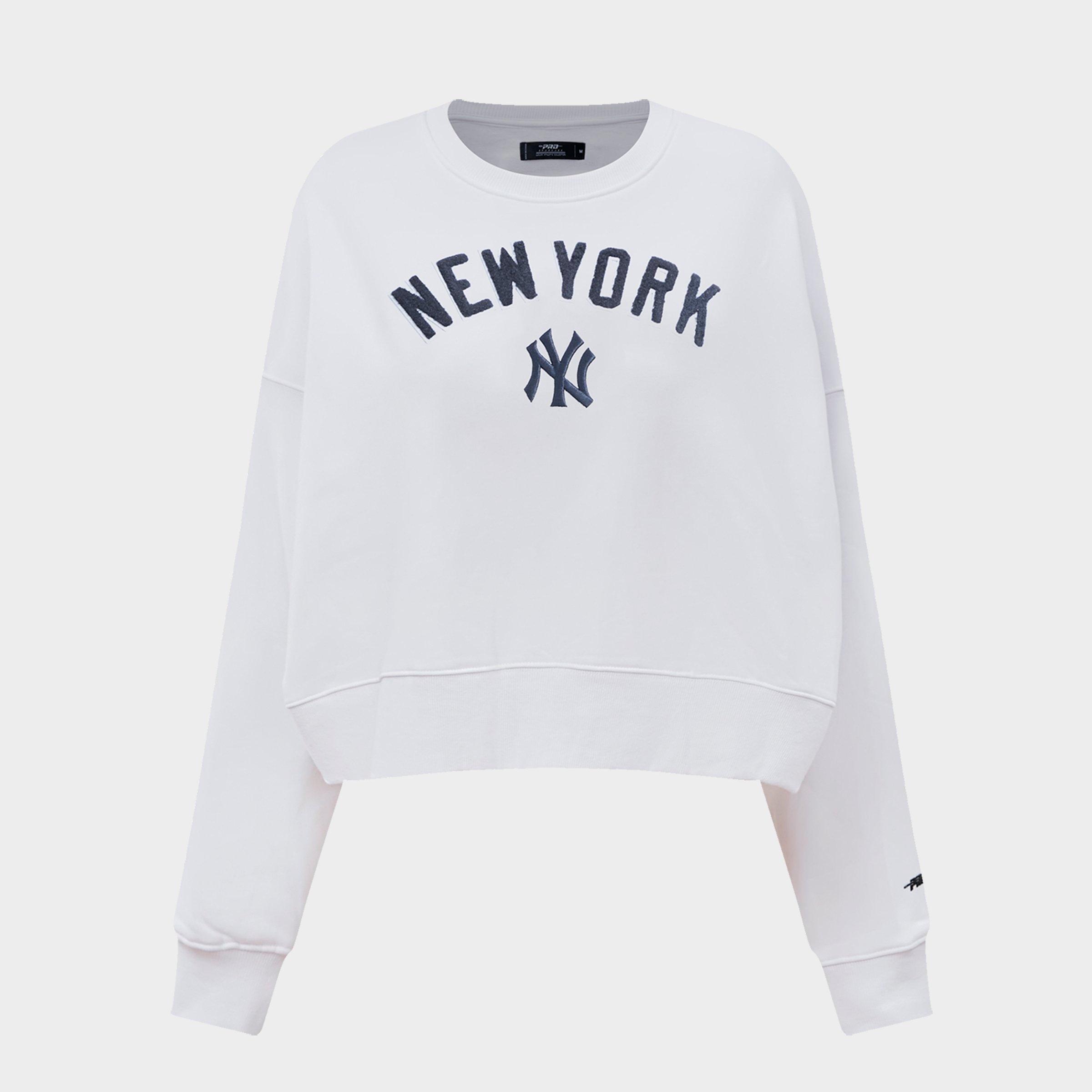 Pro Standard Women's New York Yankees MLB Classic Fleece Crewneck Sweatshirt in White Size: XS