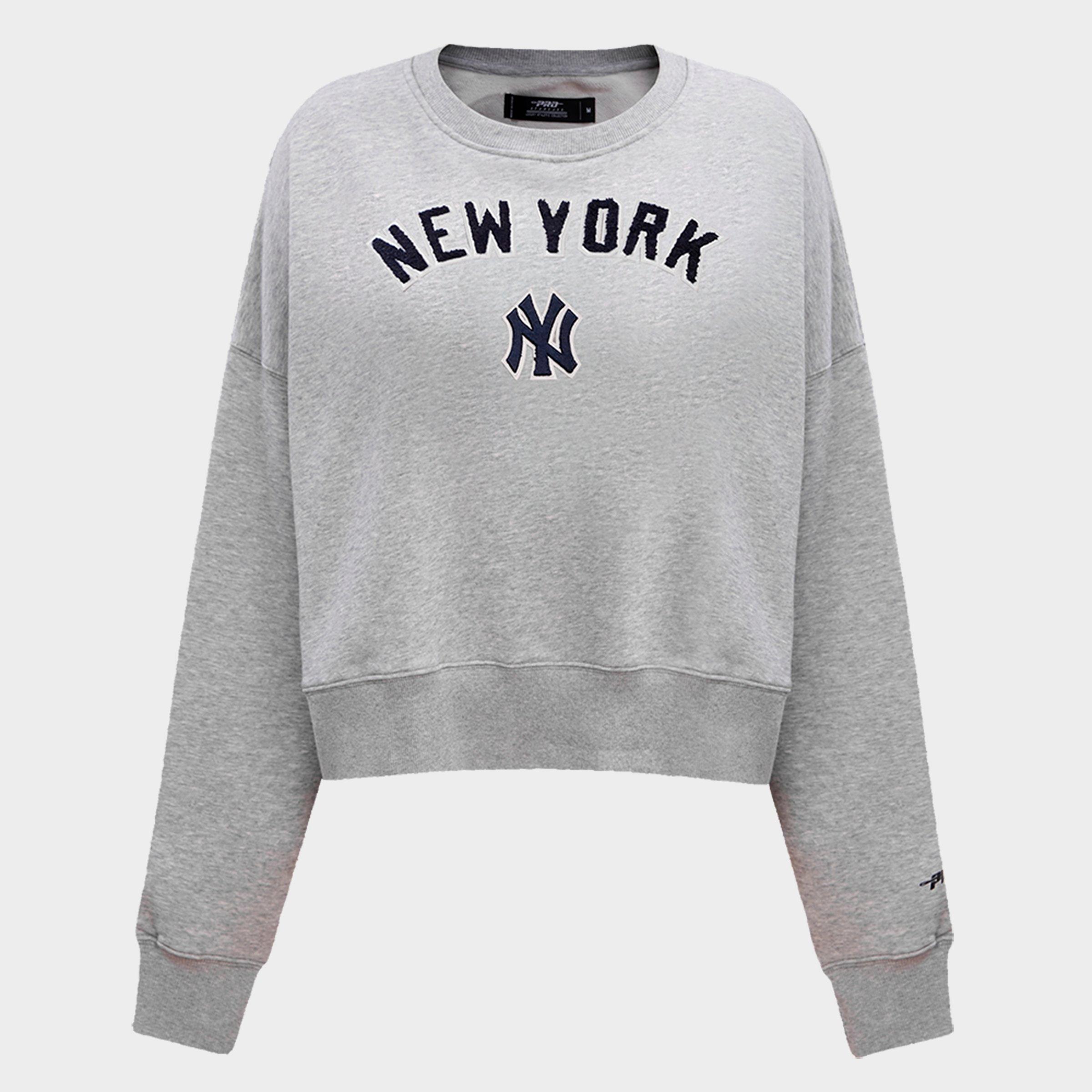 Pro Standard Women's New York Yankees MLB Classic Fleece Crewneck Sweatshirt in Heather Grey Size: XS